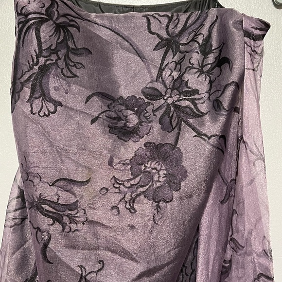 Lafayette 148 New York Strapless Draped Purple Silk Blend Floral Chiffon Dress 6 - Picture 5 of 9
